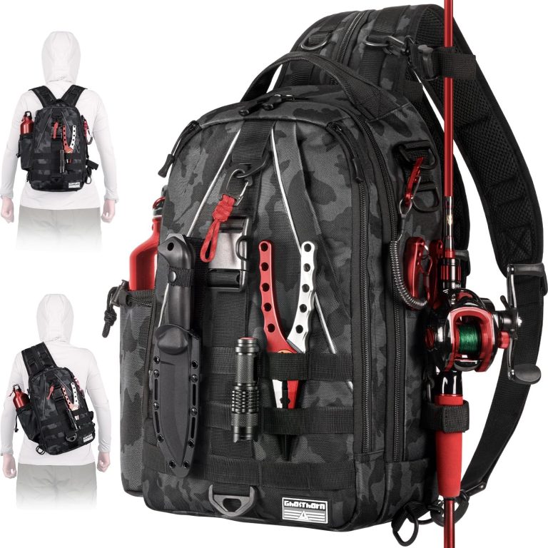 Ghosthorn Fishing Backpack with Rod Holder – Tackle Sling Bag – Fly Fishing Gifts for Men and Women