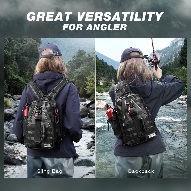 Ghosthorn Fishing Backpack with Rod Holder – Tackle Sling Bag – Fly Fishing Gifts for Men and Women