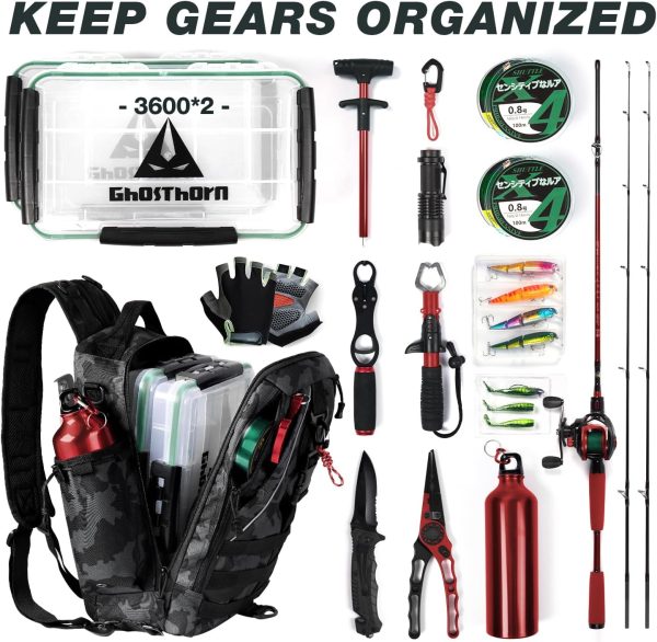 Ghosthorn Fishing Backpack with Rod Holder - Tackle Sling Bag - Fly Fishing Gifts for Men and Women - Image 4