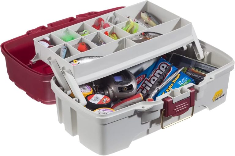 Plano 1-Tray Tackle Box with Dual Top Access, Red Metallic/Off White, Premium Tackle Storage (620106)