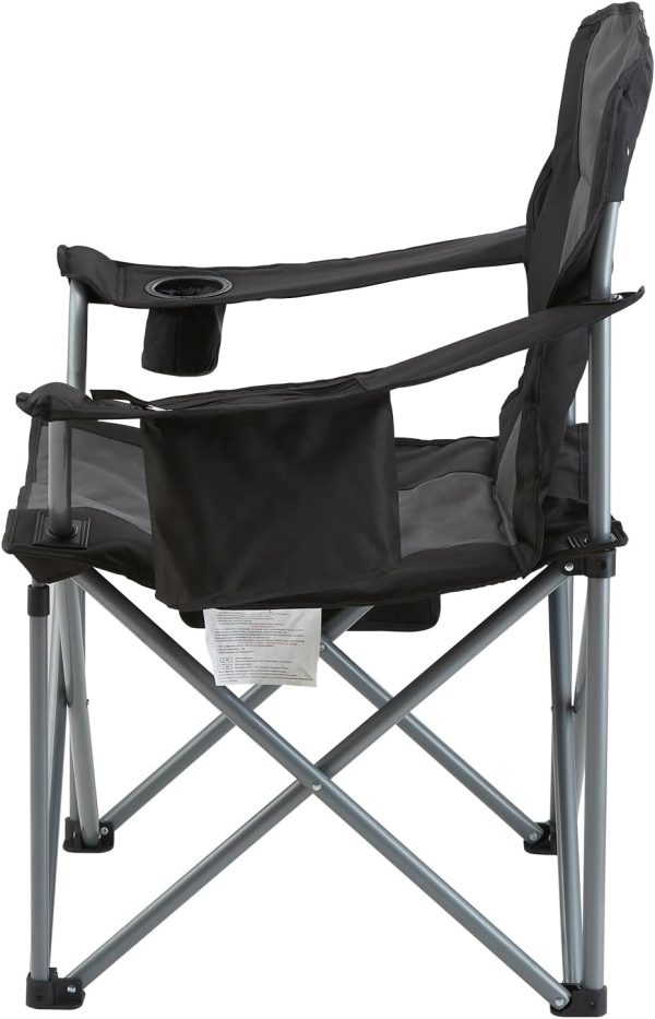 VEVOR Camping Folding Chair, Portable Heavy Duty Outdoor Quad Lumbar Back Padded with Side Pockets, Cup Holder and Cooler Bag for Beach, Lawn, Picnic, Fishing, Backpacking, Black - Image 10